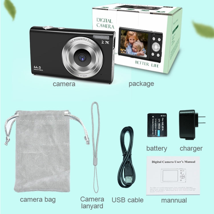DC402 2.4 inch 44MP 16X Zoom 1080P Full HD Digital Camera Children Card Camera, US Plug (Black) by bashfashion