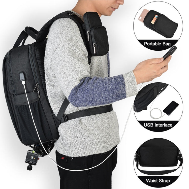 CADeN L5 III Multi-function Digital Camera Dual Shoulders Bag Backpack (Black) by CADeN
