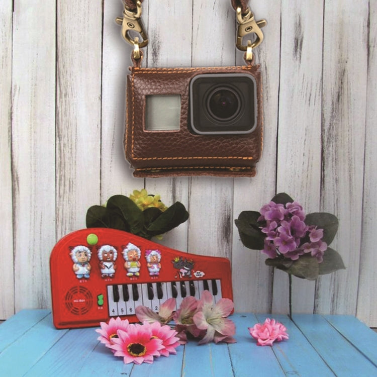 For GoPro HERO4 Litchi Texture Genuine Leather Protective Case with Sling(Brown) by bashfashion