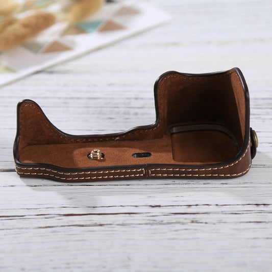 1/4 inch Thread PU Leather Camera Half Case Base for Sony Alpha 6100 / A6100(Coffee) by bashfashion
