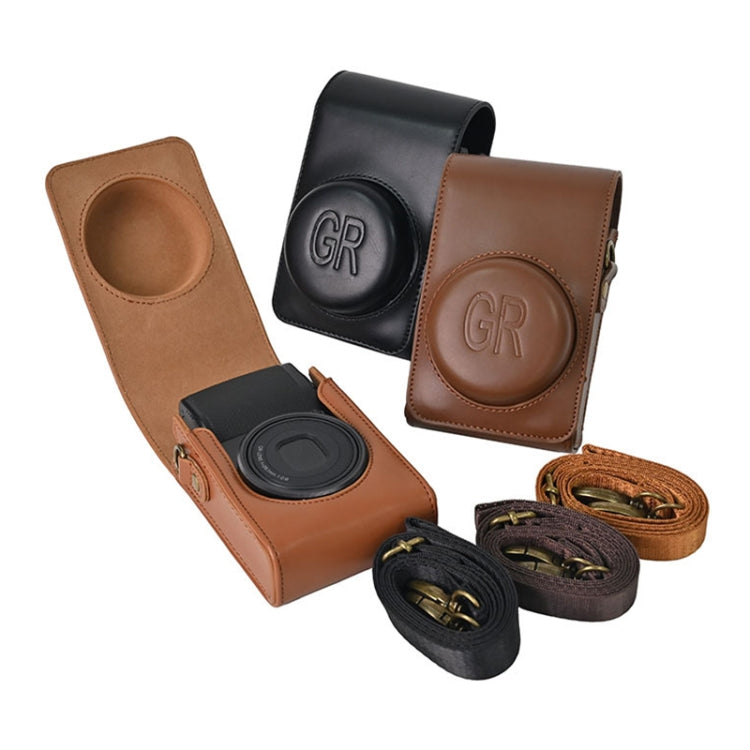 Full Body Camera PU Leather Case Bag with Strap for Ricoh GR / GRII / GRIII, Casio ZR1200 / ZR1500/ ZR2000/ ZR3500, ZR3600 / ZR3700 / ZR5500 (Brown) by bashfashion