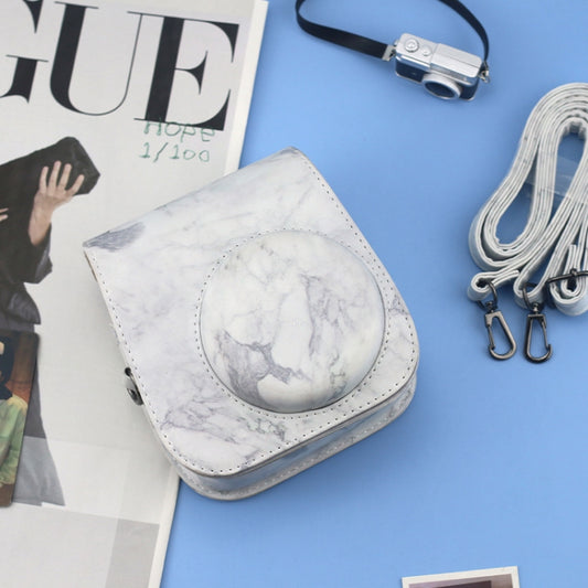 For FUJIFILM instax mini 11 / 9 / 8 Marble Full Body Leather Case Camera Bag with Strap by bashfashion