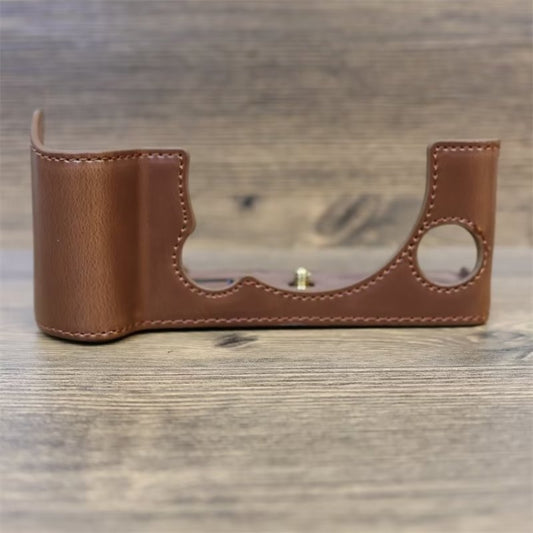 For FUJIFILM X-T5 1/4 inch Thread PU Leather Camera Half Case Base (Coffee) by bashfashion