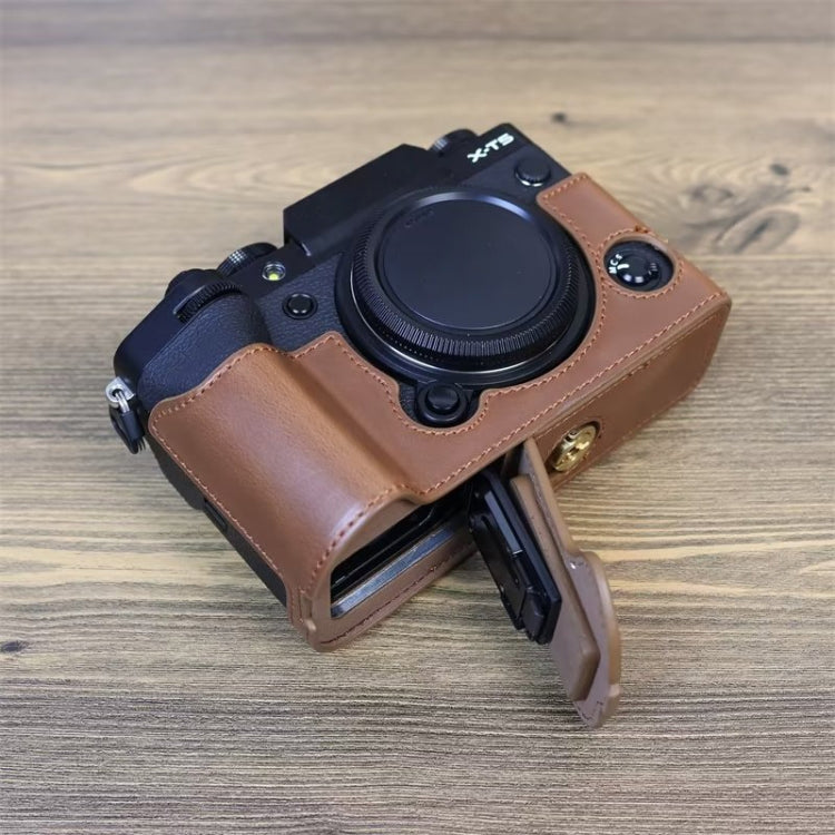 For FUJIFILM X-T5 1/4 inch Thread PU Leather Camera Half Case Base (Coffee) by bashfashion