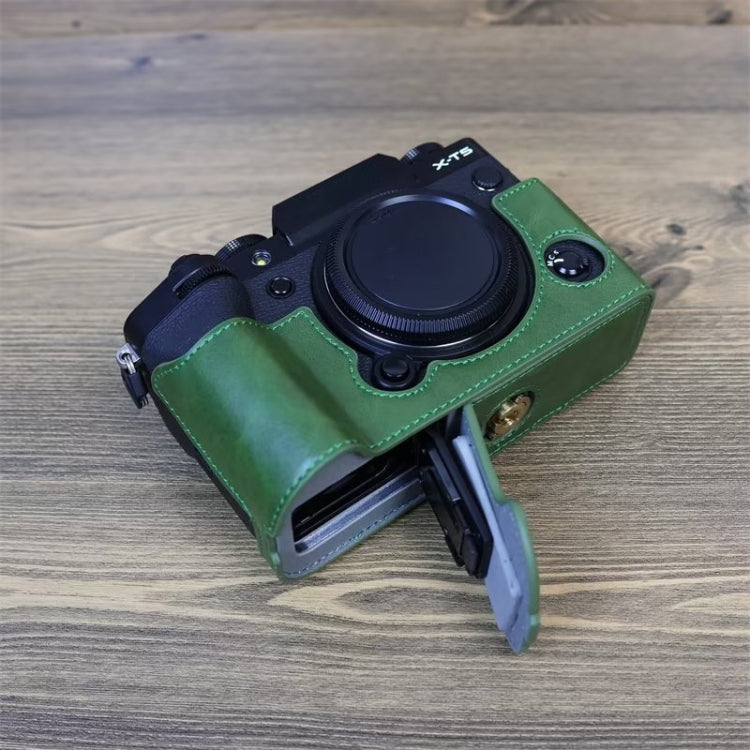 For FUJIFILM X-T5 1/4 inch Thread PU Leather Camera Half Case Base (Green) by bashfashion