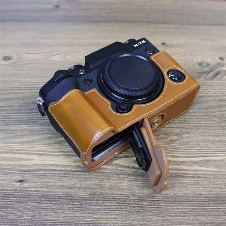 For FUJIFILM X-T5 1/4 inch Thread PU Leather Camera Half Case Base (Brown) by bashfashion