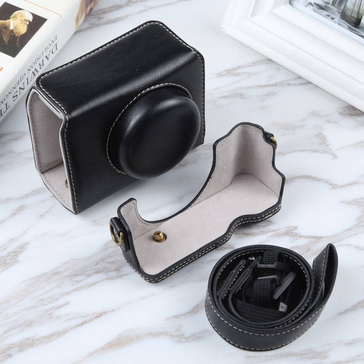 For Sony ZV-1F Vlog Camera Full Body Magnetic Leather Camera Case Bag with Strap (Black) by bashfashion