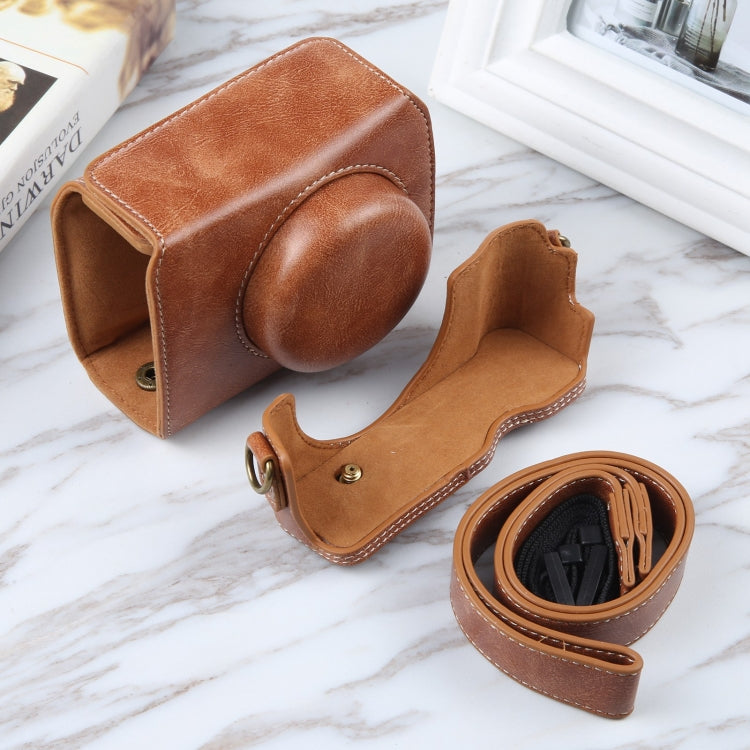 For Sony ZV-1F Vlog Camera Full Body Magnetic Leather Camera Case Bag with Strap(Brown) by bashfashion