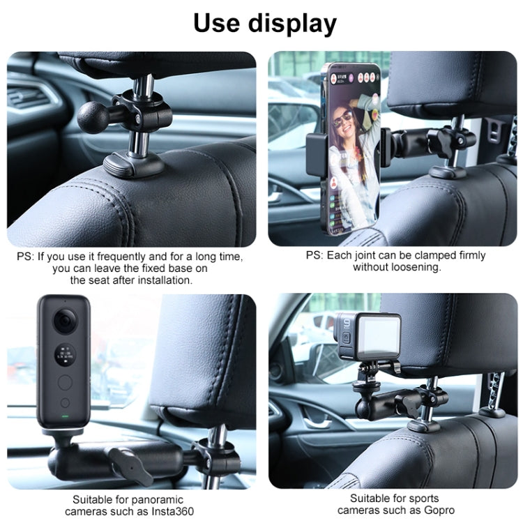 25mm Ballhead Car Front Seat Handlebar Fixed Mount Holder with Tripod Adapter & Screw & Phone Clamp & Anti-lost Silicone Case for GoPro, Insta360, DJI and Other Action Cameras by bashfashion