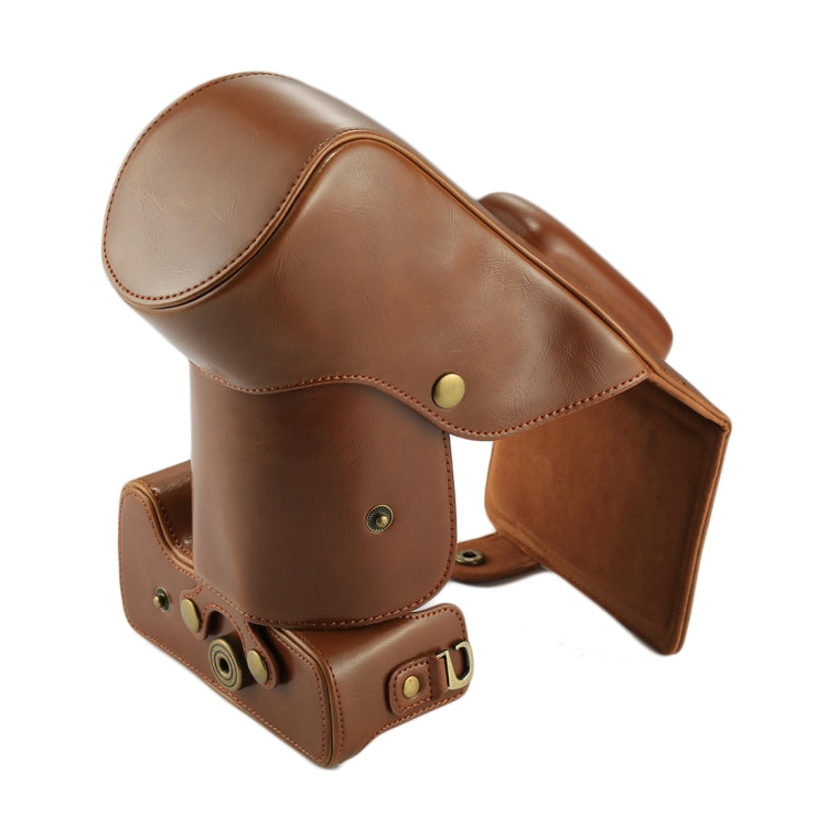 Full Body Camera PU Leather Case Bag for Canon EOS 760D / 750D (18-135mm Lens) (Brown) by bashfashion