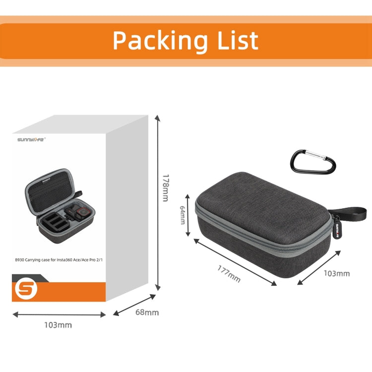 For Insta360 Ace / Ace Pro 1 / Ace Pro 2 Sunnylife Portable Carrying Case Handbag Mini Travel Case Organizer Protective Bag (Dark Grey) by Sunnylife