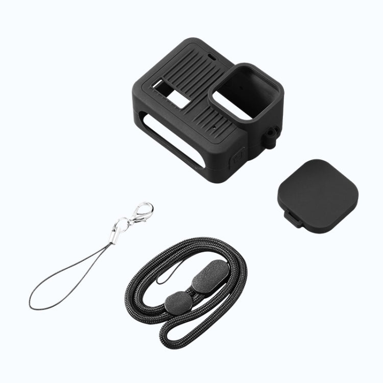For GoPro HERO 2024 Silicone Protective Case with Wrist Strap & Lens Cover (Black) by bashfashion