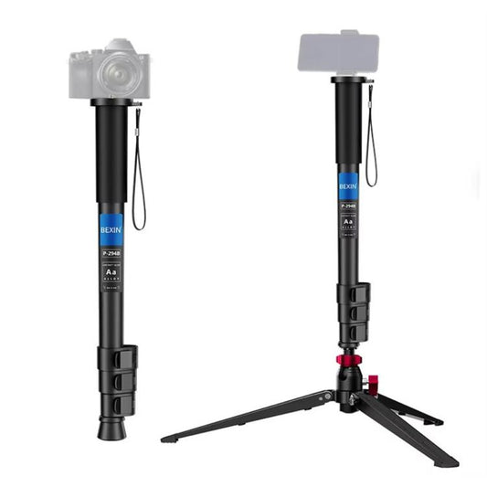 BEXIN P294B Portable Travel Outdoor DSLR Camera Aluminum Alloy Monopod Holder (Black) by BEXIN