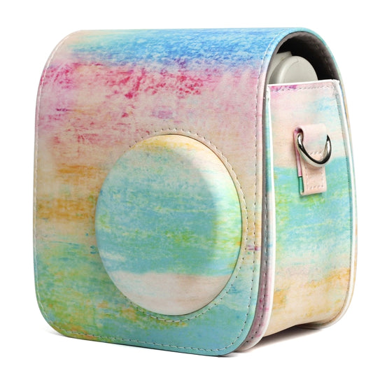 Rainbow Oil painting Pattern PU Leather Protective Camera Case Bag For FUJIFILM Instax Mini 7S / 7C Camera by bashfashion