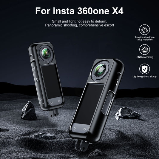 For Insta360 X4 Aluminum Alloy Metal Protective Cage Housing Frame (Black) by bashfashion