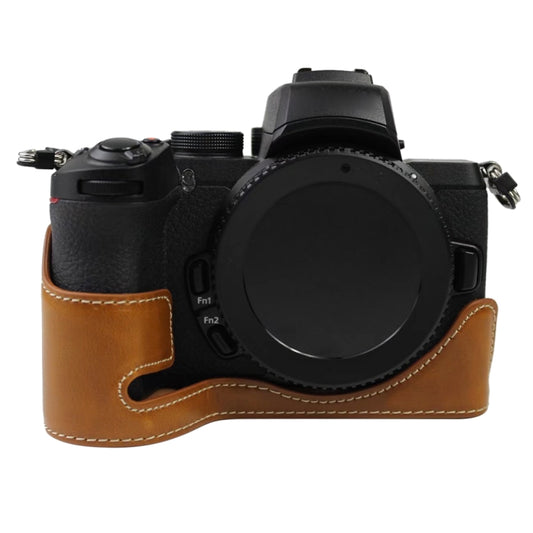 1/4 inch Thread PU Leather Camera Half Case Base for Nikon Z50(Brown) by bashfashion