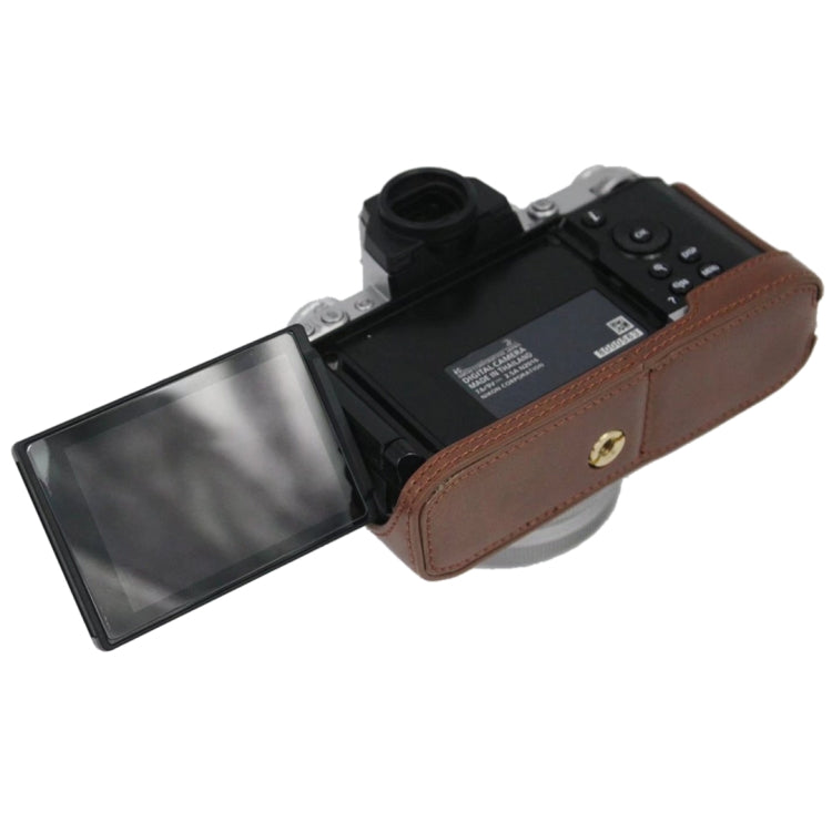 1/4 inch Thread PU Leather Camera Half Case Base for Nikon Z fc (Brown) by bashfashion