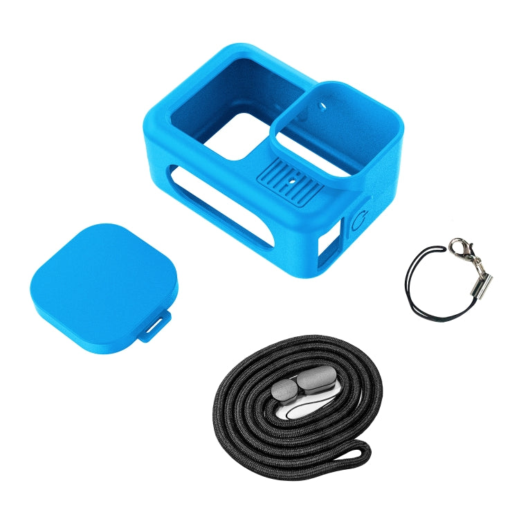 For GoPro HERO13 Black Silicone Protective Case Cover with Wrist Strap & Lens Cover (Blue) by bashfashion
