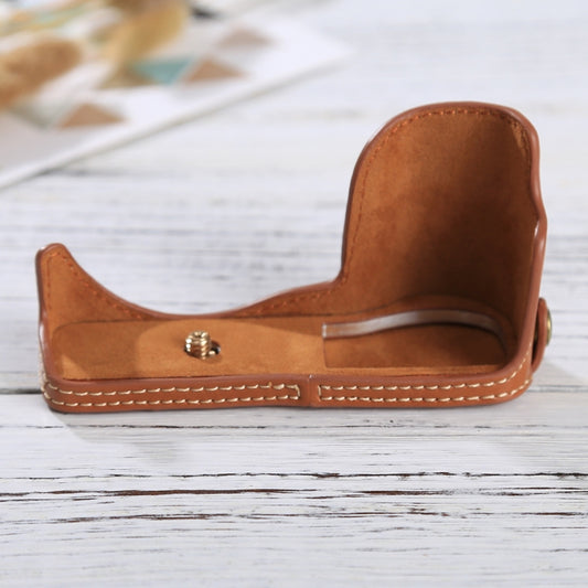 1/4 inch Thread PU Leather Camera Half Case Base for Sony ILCE-5100 / A5100(Brown) by bashfashion