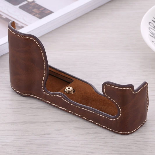 1/4 inch Thread PU Leather Camera Half Case Base for FUJIFILM X-A5 / X-A20(Coffee) by bashfashion