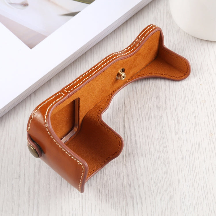 1/4 inch Thread PU Leather Camera Half Case Base for Sony A6400 / ILCE-A6400 (Brown) by bashfashion