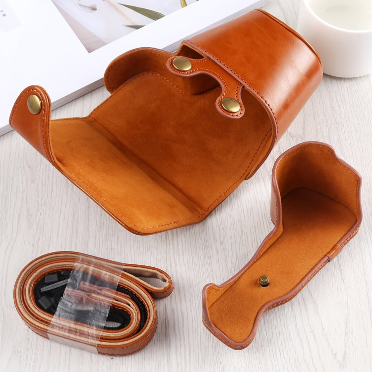 Full Body Camera PU Leather Case Bag with Strap for Sony A6400 / ILCE-A6400 (Brown) by bashfashion