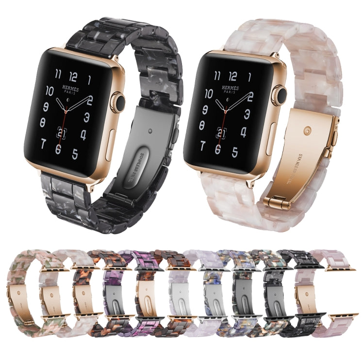 Simple Fashion Resin Watch Band for Apple Watch Series 5 & 4 40mm & Series 3 & 2 & 1 38mm(Tortoiseshell) by bashfashion