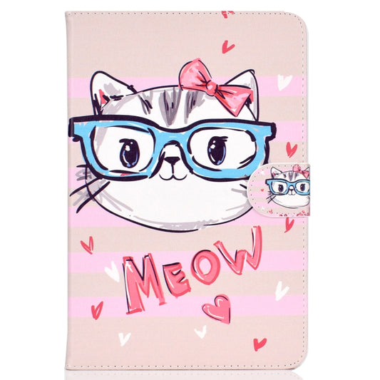 Colored Pattern Drawing Horizontal Flip PU Leather Case with Three-folding Holder for 8 inch Tablet PC(Glasses cat) by bashfashion