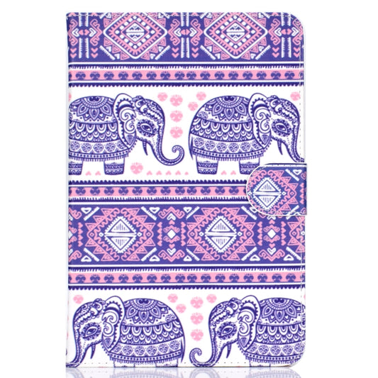Colored Pattern Drawing Horizontal Flip PU Leather Case with Three-folding Holder for 10 inch Tablet PC(Totem elephants) by bashfashion