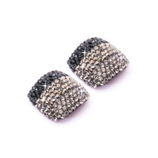 2 PCS Crystal Fake Nail Art Tips Rhinestone Full Cover Toenails Decals Stickers(NO:19) by bashfashion