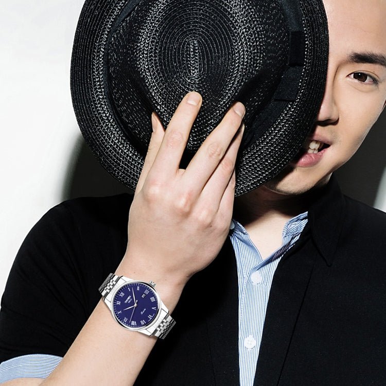 SKMEI 9058 Multifunctional Outdoor Fashion Waterproof Steel Strip Quartz Wrist Watch(Men Style White) by SKMEI