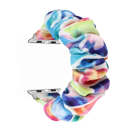 Flannel Hair Ring Strap Watch Band For Apple Watch Series 9&8&7 41mm / SE 3&SE 2&6&SE&5&4 40mm / 3&2&1 38mm(4) by bashfashion