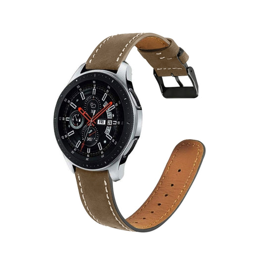 For Samsung Galaxy Watch 3 45mm Round Tail Leather Watch Band(Coffee) by bashfashion