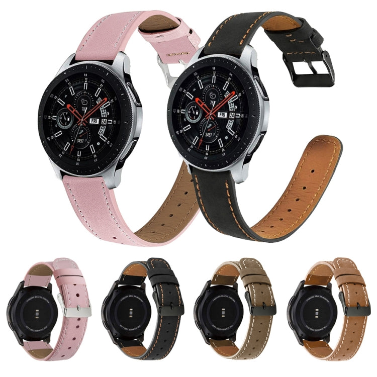 For Samsung Galaxy Watch 46mm Round Tail Leather Watch Band(Brown) by bashfashion