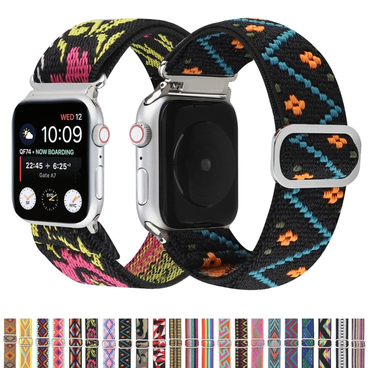 Metal Japanese Buckle Elastic Nylon Watch Band For Apple Watch Series 7 45mm / 6 & SE & 5 & 4 44mm / 3 & 2 & 1 42mm(3) by bashfashion
