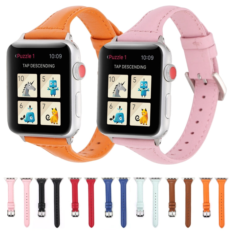 Small Waist Leather Watch Band For Apple Watch Series 9&8&7 41mm / SE 3&SE 2&6&SE&5&4 40mm / 3&2&1 38mm(Light Green) by bashfashion