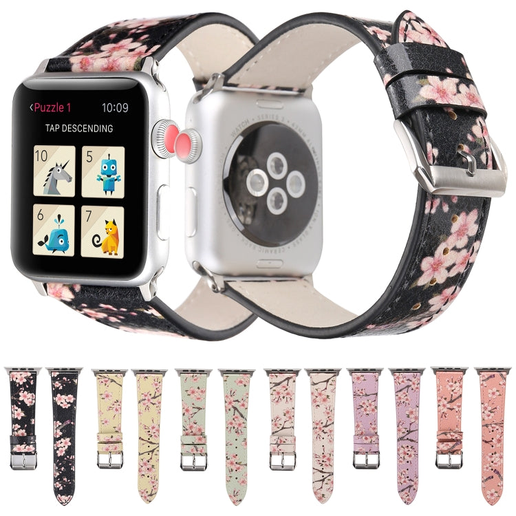Plum Series Leather Watch Band For Apple Watch Series 9&8&7 41mm / SE 3&SE 2&6&SE&5&4 40mm / 3&2&1 38mm(Light Purple) by bashfashion