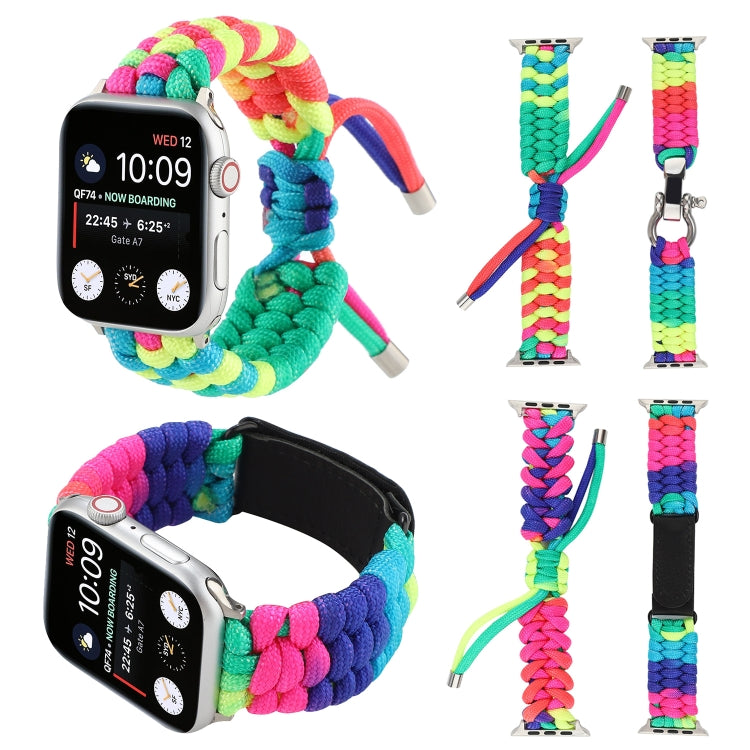 Umbrella Cord Rainbow Watch Band For Apple Watch Series 9&8&7 41mm / SE 3&SE 2&6&SE&5&4 40mm / 3&2&1 38mm(B) by bashfashion