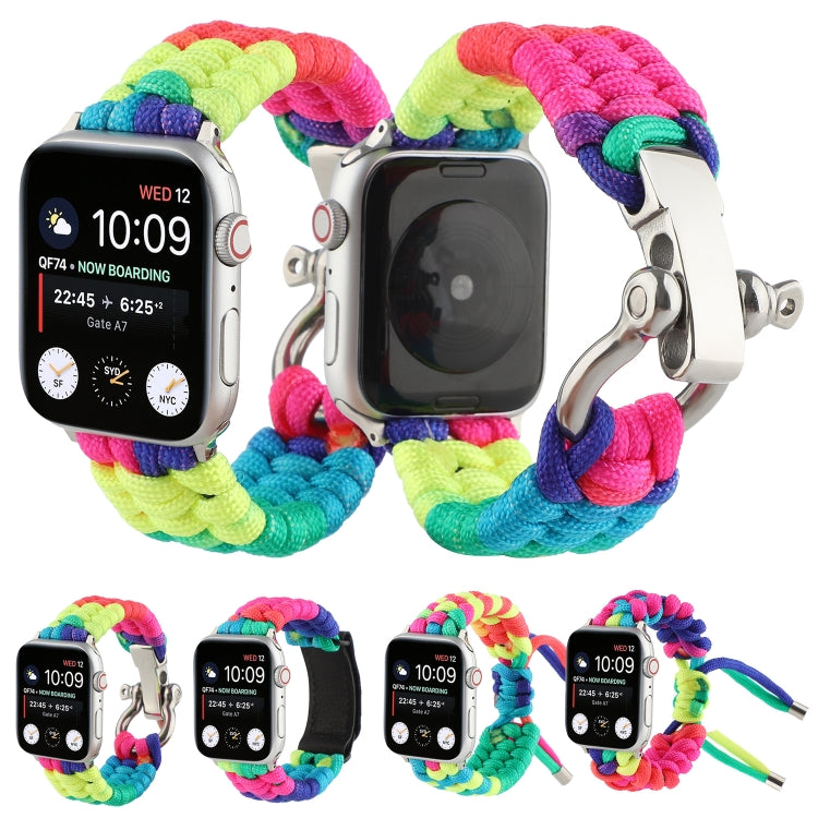 Umbrella Cord Rainbow Watch Band For Apple Watch Ultra 49mm&Watch Ultra 2 49mm / Series 9&8&7 45mm / SE 3&SE 2&6&SE&5&4 44mm / 3&2&1 42mm(B) by bashfashion