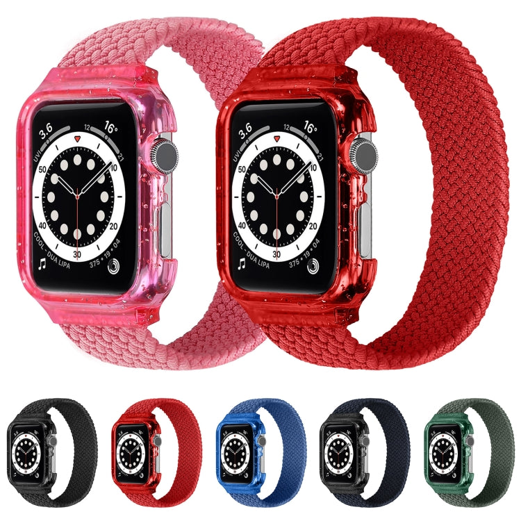 Weave Wrist Strap Watch Bands with Frame For Apple Watch Series 7 45mm / & 6 & SE & 5 & 4 44mm , Length:128mm(Dark Olive Green) by bashfashion