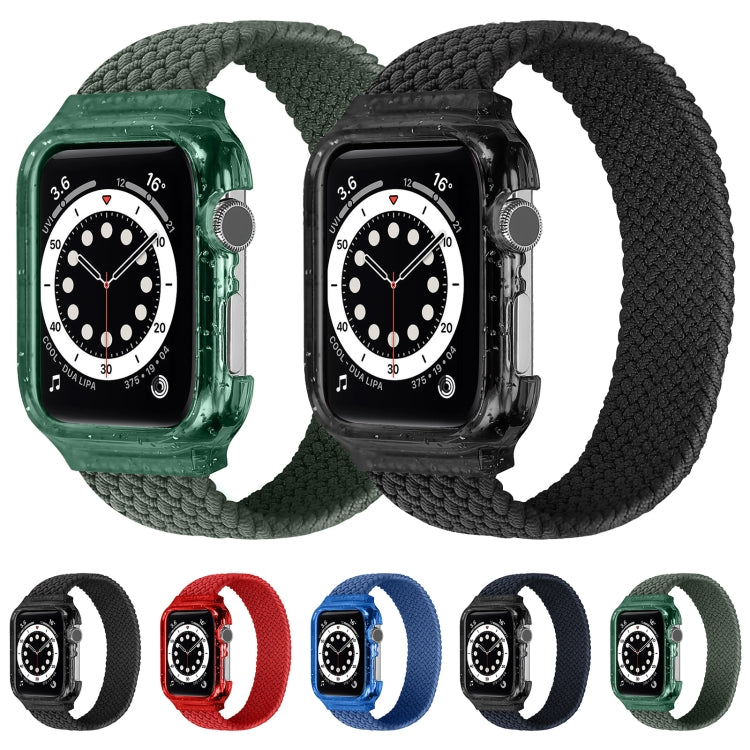 Weave Wrist Strap Watch Bands with Frame For Apple Watch Series 7 45mm / & 6 & SE & 5 & 4 44mm , Length:135mm(Dark Olive Green) by bashfashion