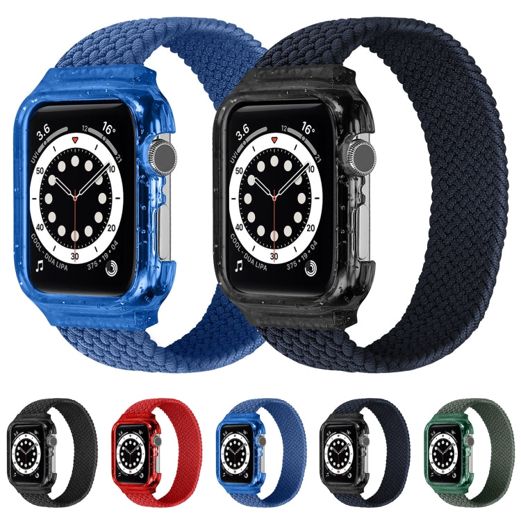 Weave Wrist Strap Watch Bands with Frame For Apple Watch Series 7 45mm / 6 & SE & 5 & 4 44mm / 3 & 2 & 1 42mm, Length:140mm(Dark Olive Green) by bashfashion
