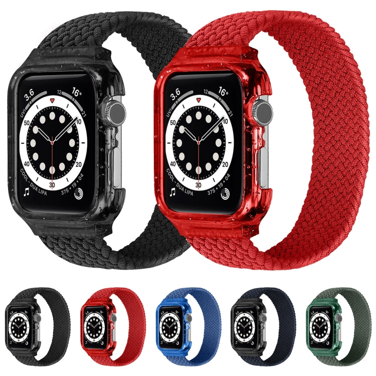 Weave Wrist Strap Watch Bands with Frame For Apple Watch Series 7 45mm / 6 & SE & 5 & 4 44mm / 3 & 2 & 1 42mm, Length:145mm(Cold Sea Blue) by bashfashion