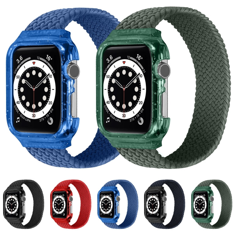 Weave Wrist Strap Watch Bands with Frame For Apple Watch Series 7 45mm / & 6 & SE & 5 & 4 44mm , Length:150mm(Cold Sea Blue) by bashfashion