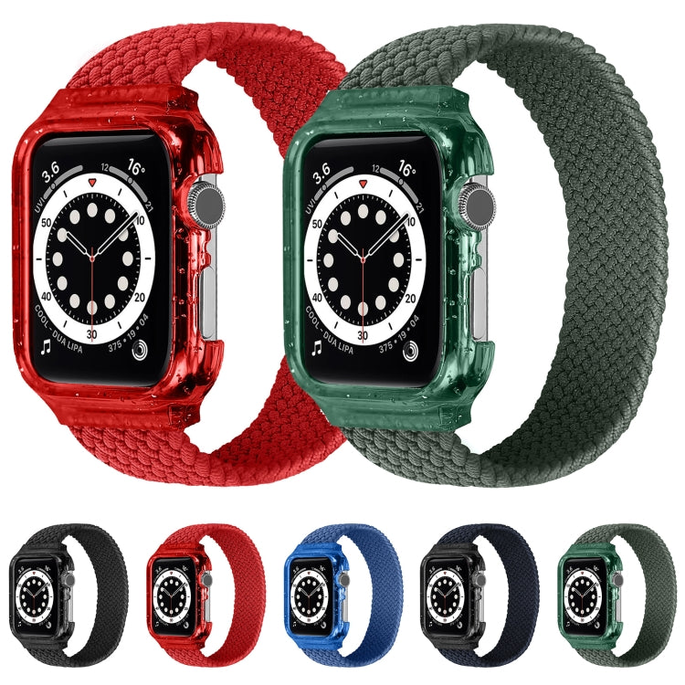 Weave Wrist Strap Watch Bands with Frame For Apple Watch Series 7 45mm / 6 & SE & 5 & 4 44mm / 3 & 2 & 1 42mm, Length:165mm(Dark Olive Green) by bashfashion