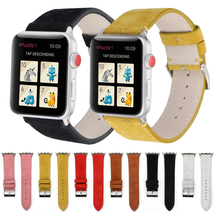 Frosted Genuine Leather Watch Band For Apple Watch Series 7 45mm / 6 & SE & 5 & 4 44mm / 3 & 2 & 1 42mm(Pink) by bashfashion