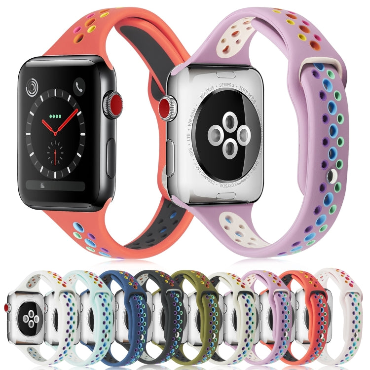 Rainbow Silicone Watch Band For Apple Watch Ultra 49mm&Watch Ultra 2 49mm / Series 9&8&7 45mm / SE 3&SE 2&6&SE&5&4 44mm / 3&2&1 42mm(Pink) by bashfashion