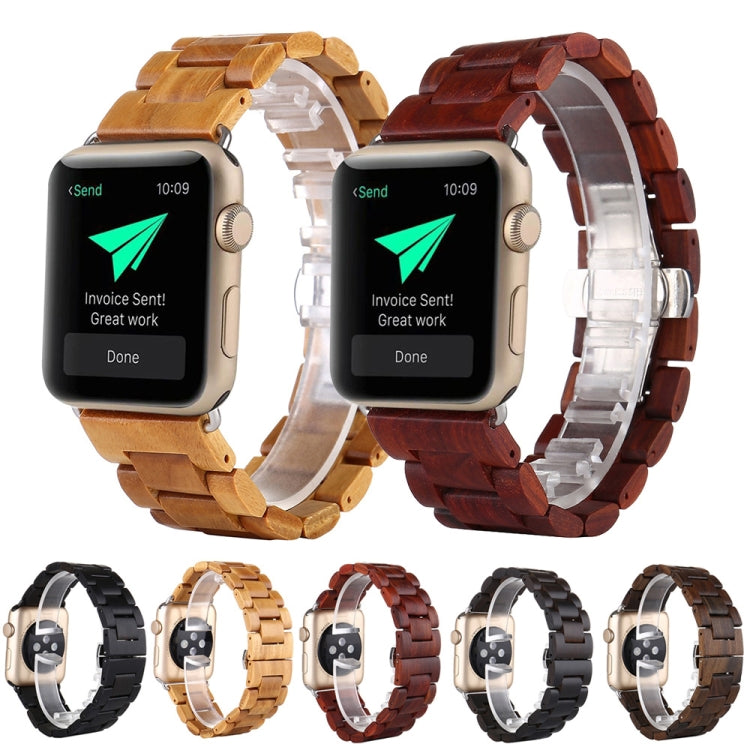Wooden Watch Band For Apple Watch Series 9&8&7 41mm / SE 3&SE 2&6&SE&5&4 40mm / 3&2&1 38mm(Black Brown) by bashfashion