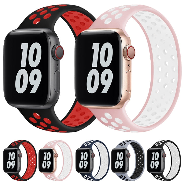 Elastic Silicone Watch Band For Apple Watch Series 7 41mm / 6 & SE & 5 & 4 40mm / 3 & 2 & 1 38mm, Length:150mm(Black Red) by bashfashion