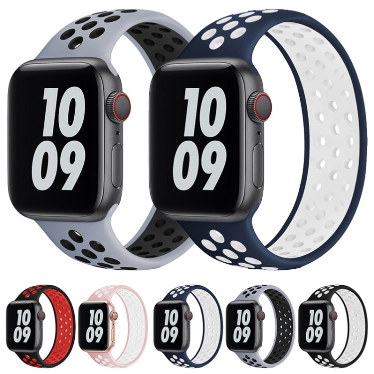 Elastic Silicone Watch Band For Apple Watch Series 7 45mm / 6 & SE & 5 & 4 44mm / 3 & 2 & 1 42mm, Length:150mm(Black White) by bashfashion